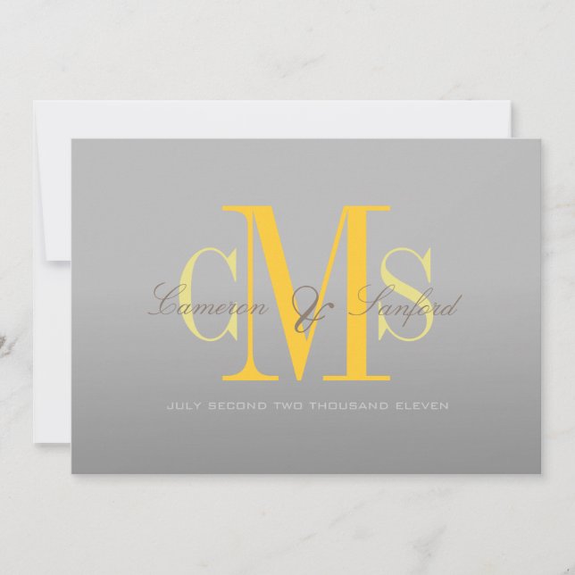 PixDezines Contemporary + classy/grey + yellow Invitation (Front)