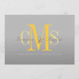 PixDezines Contemporary + classy/grey + yellow Invitation