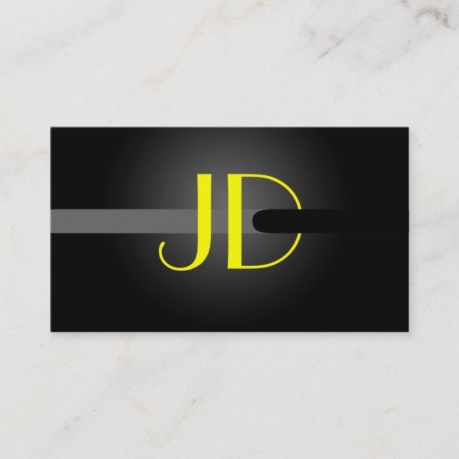 PixDezines Cool Neon Lights Monogram Business Card (Front)