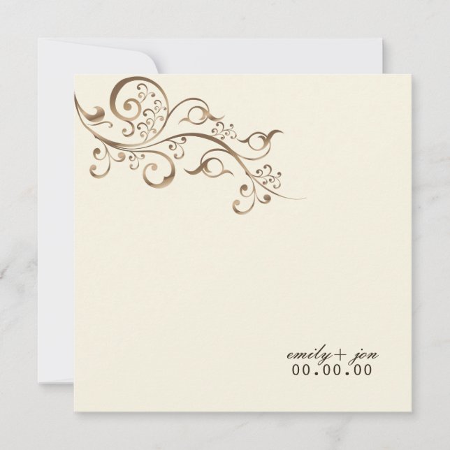 PixDezines Copper Swirls, Belize Beige Invitation (Front)