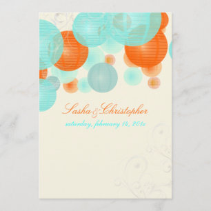 PixDezines coral+blue lanterns/diy color Invitation
