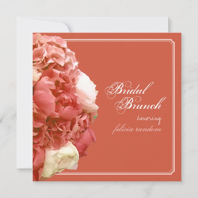 PixDezines Coral Peonies/Hydrangeas/Bridal Brunch Invitation (Front)