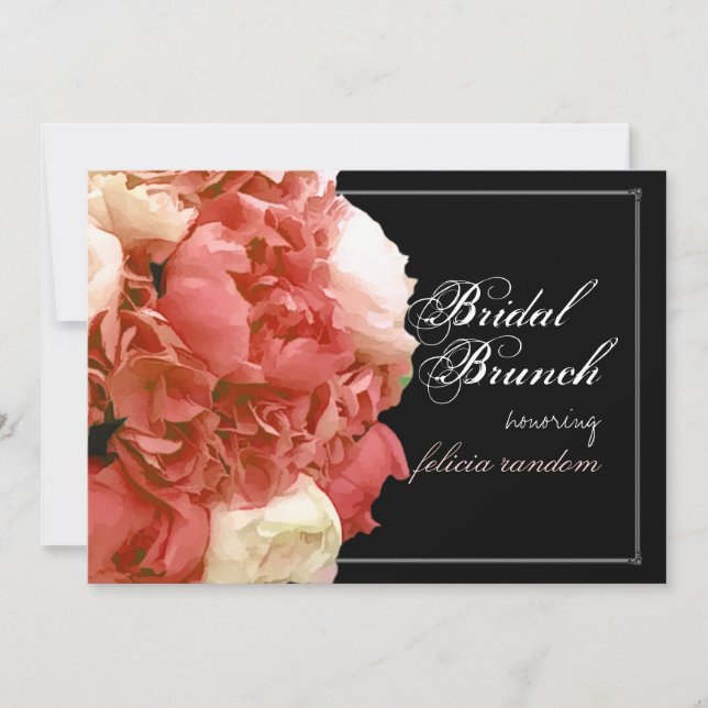 PixDezines coral peonies/hydrangeas/bridal brunch Invitation (Front)