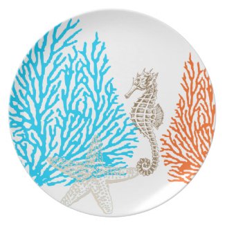 PixDezines coral+seahorse/DIY background color! Plate