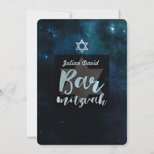 PixDezines Cosmic Bar Mitzvah ✡ Invitation (Front)