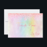 PixDezines Cotton Candy Bat Mitzvah Thank You Card<br><div class="desc">PixDezines holographic in beautiful pale cotton candy hues, lightly shimmer, accented with glitter for a Bat Mitzvah Thank you. This design renders a modern and stylish handwritten signature font in faux copper with zazzle's holographic filter. NOTE - The font for Mitzvah's name is an image file. Contact us for custom...</div>