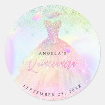 PixDezines Cotton Candy Holographic Quinceanera