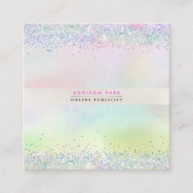 PixDezines Cotton Candy + Pearly White Square Busi Square Business Card (Front)