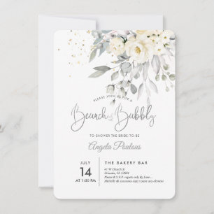 PixDezines Cream Roses Eucalyptus Brunch+Bubbly Invitation