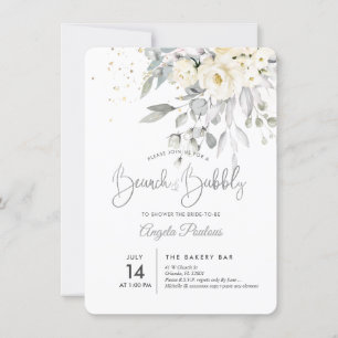 PixDezines Cream Roses Eucalyptus Brunch+Bubbly Invitation