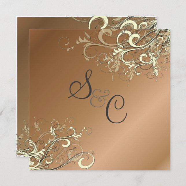 PixDezines CREAM SWIRLS/FAUX COPPER BACKGROUND Invitation (Front/Back)