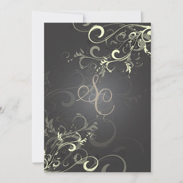 PixDezines cream swirls+graphite Invitation (Front)