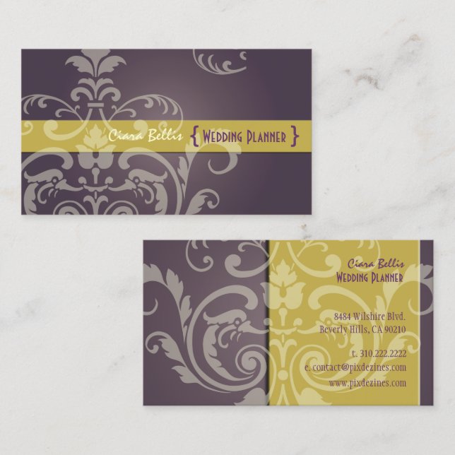 PixDezines Crest Damask Business Card (Front/Back)