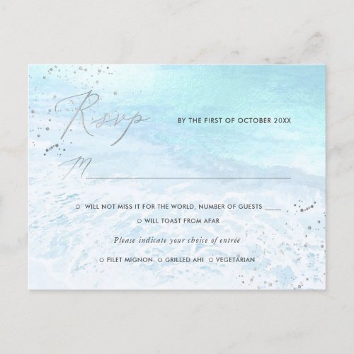 PixDezines Crystal Blue Beach RSVP w meal Invitation Postcard