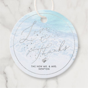 PixDezines Crystal Blue Shoreline, Beach Thank You Favor Tags