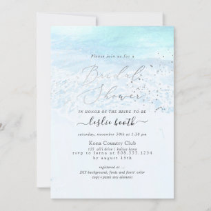 PixDezines Crystal Blue Shoreline Bridal Shower Invitation