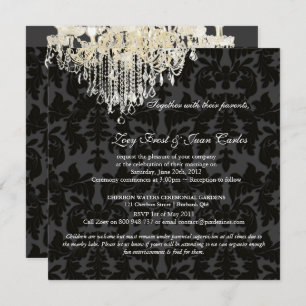 PixDezines Crystal Chandelier + Baroque Damask Invitation
