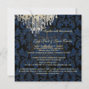 PixDezines Crystal Chandelier + Baroque Damask Invitation