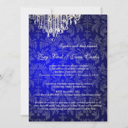 PixDezines crystal chandelier/baroque damask Invitations