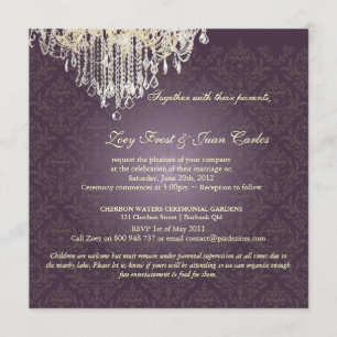 PixDezines Crystal Chandelier + Celine Damask Invitation
