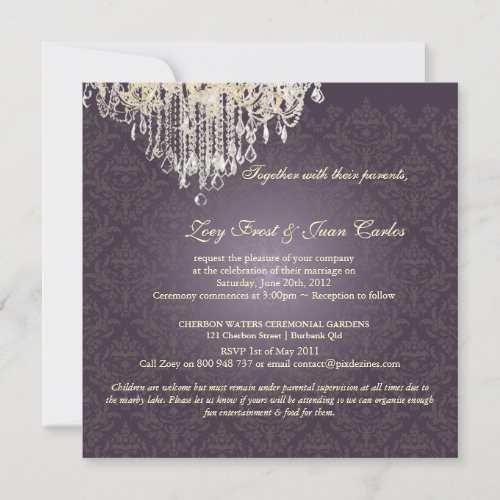 PixDezines Crystal Chandelier + Celine Damask Custom Announcements