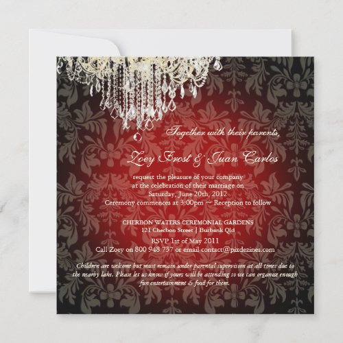 PixDezines Crystal Chandelier/DIY background color Custom Announcements