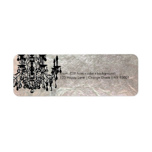 PixDezines crystal chandelier/faux silver foil Label