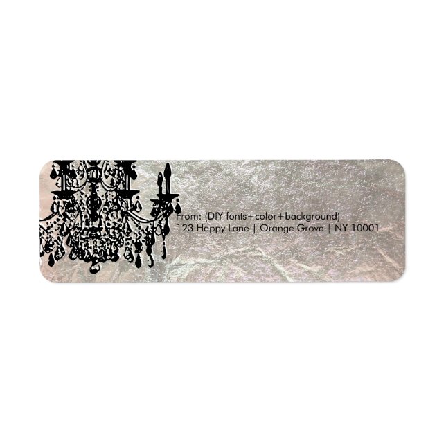 PixDezines crystal chandelier/faux silver foil Label (Front)