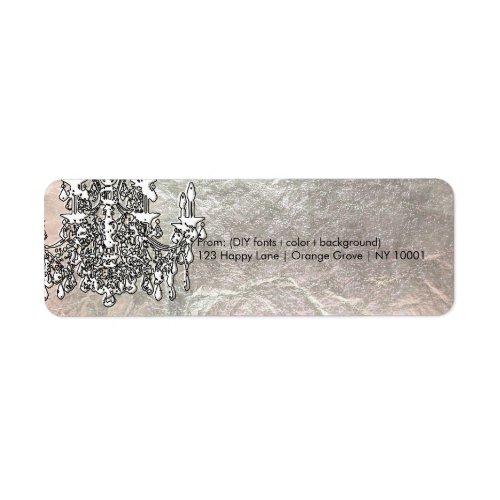 PixDezines crystal chandelierfaux silver foil Label