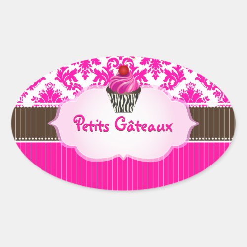 PixDezines cupcakedamaskDIY color Oval Sticker