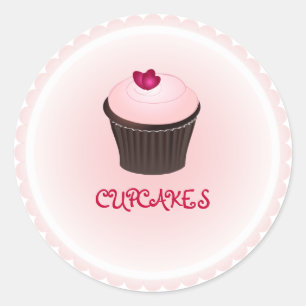 PixDezines cupcake/red hearts Classic Round Sticker