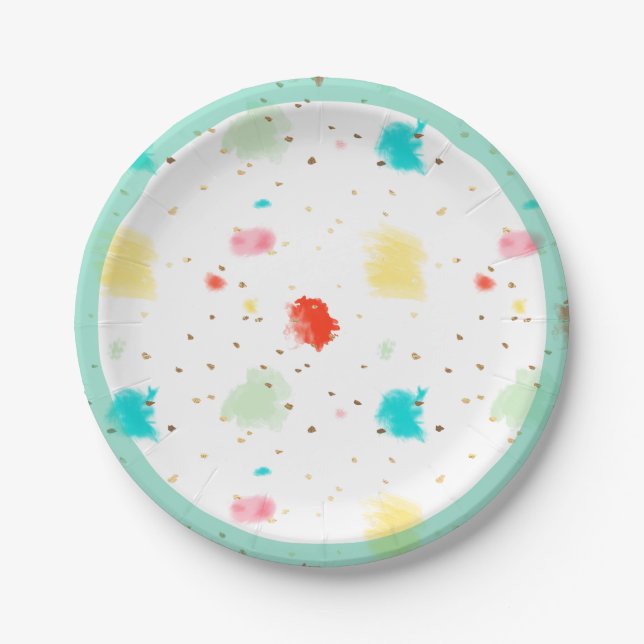 PixDezines Cupcake Sprinkles/Faux Gold Paper Plates (Front)