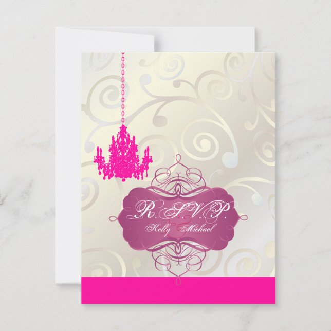 PixDezines Cupcake Swirls + Pink Chandelier RSVPs RSVP Card (Front)