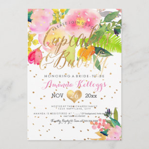 PixDezines Cupcakes & Bubbly Spring Floral Invitation