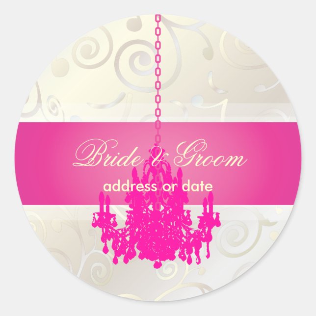 PixDezines Cupcakes Swirls+Hot Pink Chandelier Classic Round Sticker (Front)