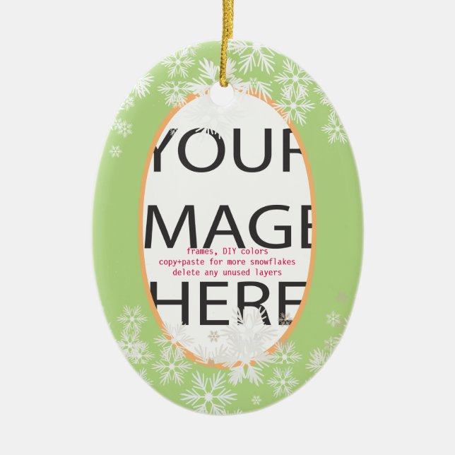 PixDezines Custom Photo Frame/DIY colors Ceramic Ornament (Front)