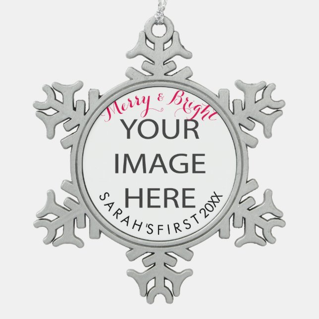 PixDezines customize this snowflake Pewter Christmas Ornament (Front)