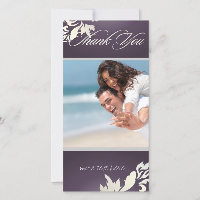 PixDezines Damask 12 Photo Thank You Card (Front)