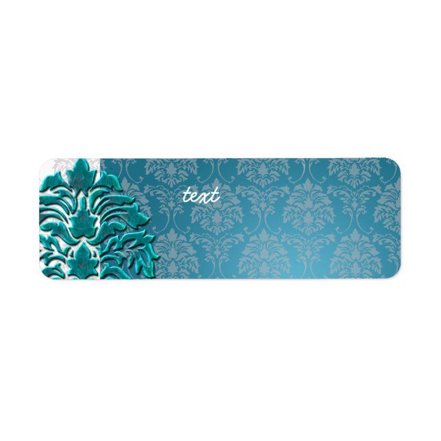 PixDezines Damask 1, teal Label (Front)
