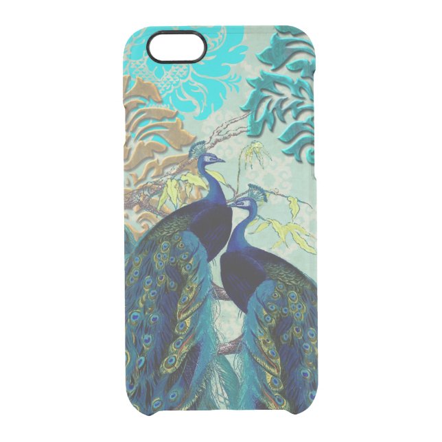 PixDezines Damask/Peacocks Uncommon iPhone Case (Back)