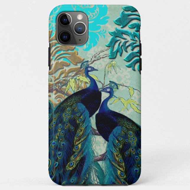 PixDezines Damask/Peacocks Uncommon iPhone Case (Back)