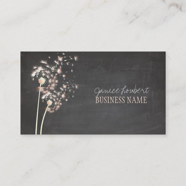 PixDezines Dandelions Chalkboard Business Card (Front)