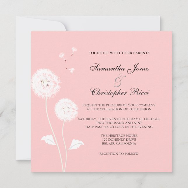 PixDezines Dandelions, diy background colors Invitation (Front)