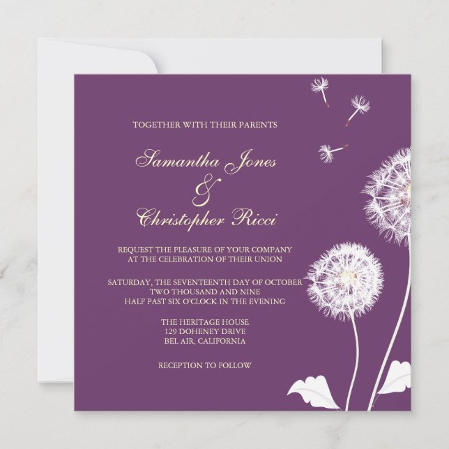 PixDezines Dandelions, diy background colors Invitation (Front)