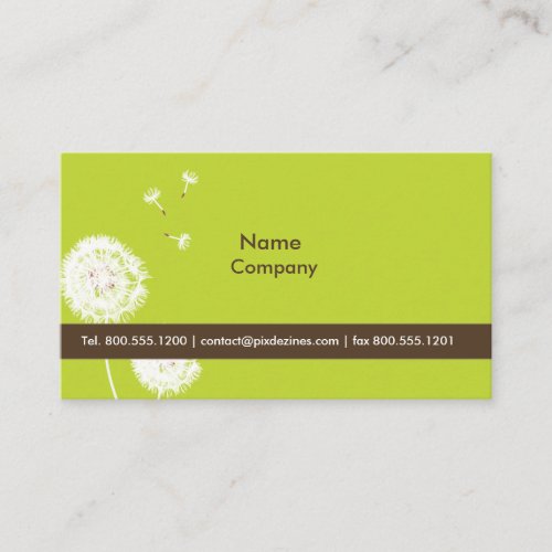 PixDezines Dandelions moss green dark chocolate Business Card Template