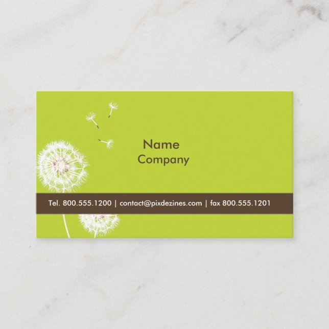 PixDezines DANDELIONS MOSS GREEN/DIY COLOR Business Card (Front)