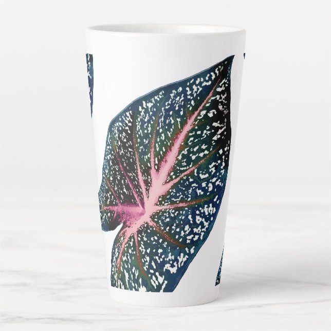 PixDezines Dark Forest Green Caladium Latte Mug (Front)