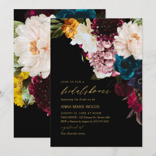 PixDezines Dark Moody Flowers Bridal Shower Invitation