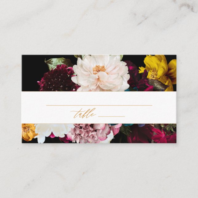 PixDezines Dark Moody Flowers Bridal Shower Place Card (Front)