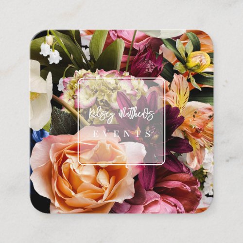 PixDezines Dark Moody Flowers Square Business Card